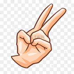 数字2手势卡通插画