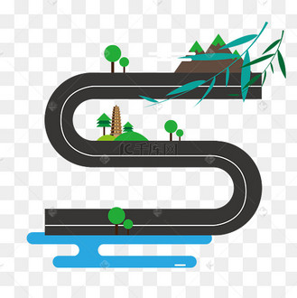 卡通弯曲道路素材图