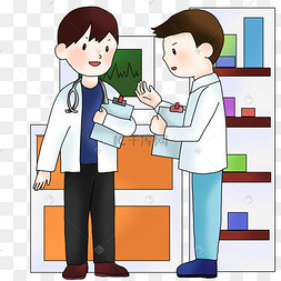 医院正在商量医生人物插画