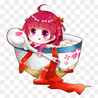 元宵节吃汤圆的穿古装可爱的小女孩