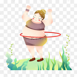 运动生活胖女孩健身呼啦圈素材