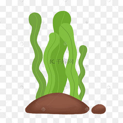 卡通海底水草海草