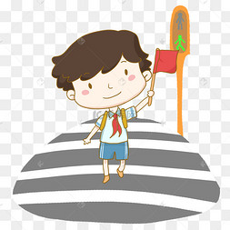 交通安全日过马路走斑马线的小学