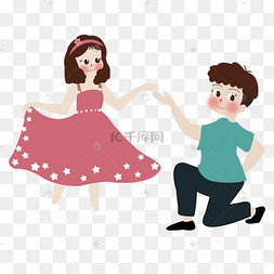 情人节男生单膝跪地邀请女生跳舞