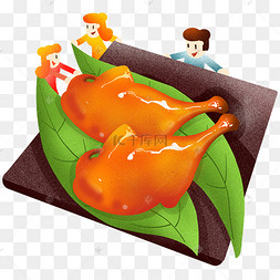 年夜饭美味鸭腿插画