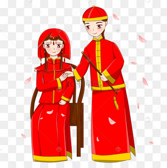 中式婚礼挑起红盖头