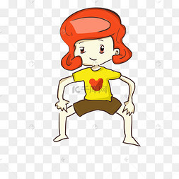 手绘扎马步的女孩png格式