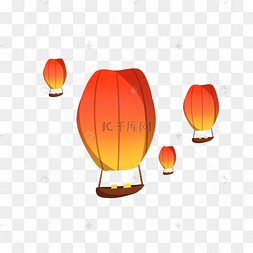 手绘许愿河灯插画