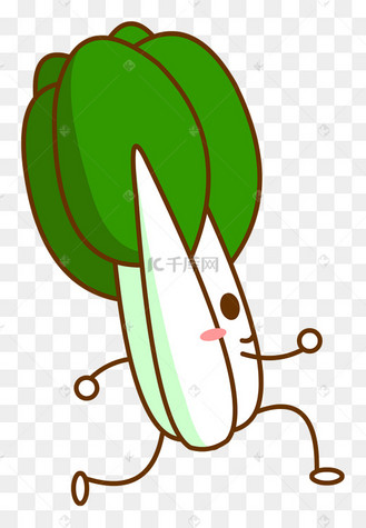 卡通拟人化蔬菜食材小白菜免抠图