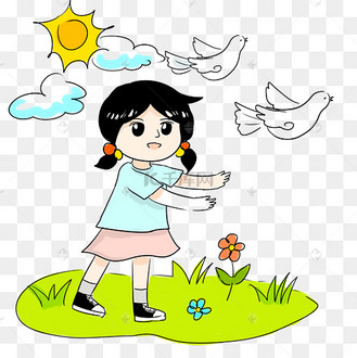 国庆节放飞白鸽女孩