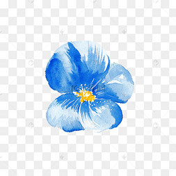 水彩手绘蓝色花朵png