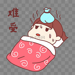 女孩发烧难受表情