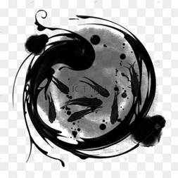 中国水墨画风水鱼