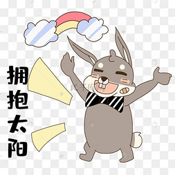 兔兔拥抱太阳表情包