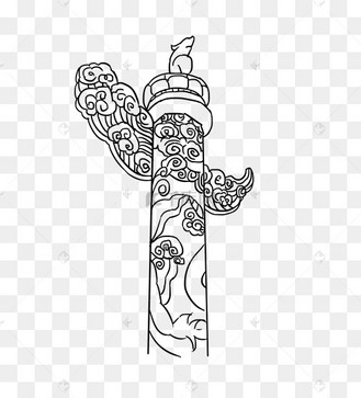 七一建党节华表卡通线条