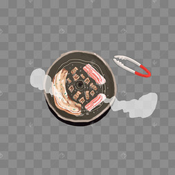 韩式烤肉手绘插画