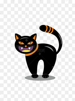 卡通可爱万圣节搞怪黑猫插画矢量