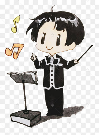 穿西装的音乐指挥家q版可爱免抠素材