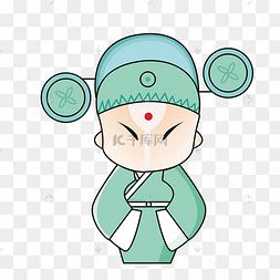 京剧日插画下载 png下载psd京剧旦角青衣人物唱京戏卡通手绘插画下载