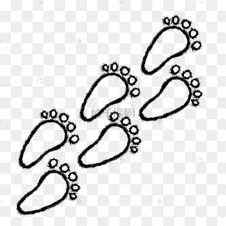 简约黑白线条脚印