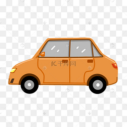 手绘橙色小轿车插画