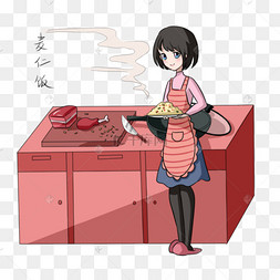 手绘卡通腊八节习俗做麦仁饭