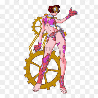 蒸汽朋克少女朋克机械战警png