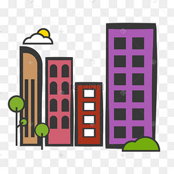 可爱卡通风城市高层建筑