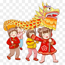 新年2019年过年孩子们舞龙