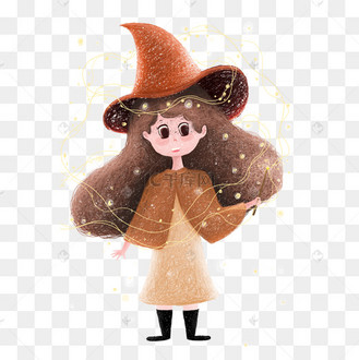 卡通魔法师女孩免抠图
