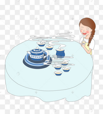 白露小清新喝茶卡通插画免扣