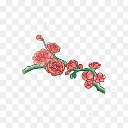 手绘花卉海棠花中国风装饰图案png