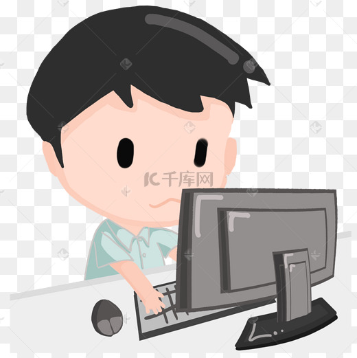 卡通人物在玩电脑图片