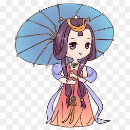 png下载psd卡通手绘中国风古风q版男子场景下载 png下载psd古代人物