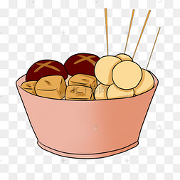 手绘美食关东煮矢量插画