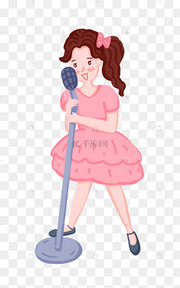 唱歌的女孩png免抠图