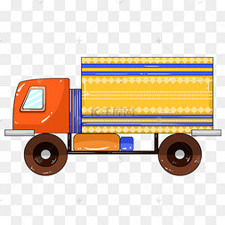 手绘卡通大货车插画