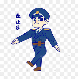 正步走军训校园渐变绿色卡通矢量艺术字