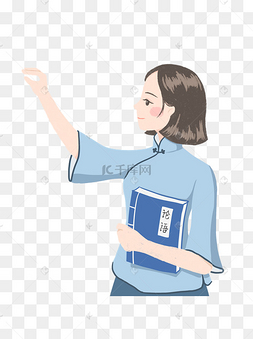 手绘民国女学生元素