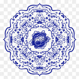 png下载psd中国风蓝色青花瓷平铺底纹下载 png下载psd青花瓷花边底纹
