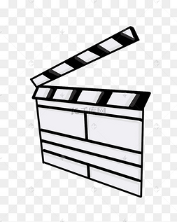 黑白色电影场记板插画