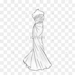 黑色好看的婚纱手绘