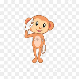 手绘小猴子敬礼矢量插画