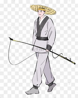 水墨渔夫人物下载 png下载psd水墨古代人物下载 png下载psd古风水墨