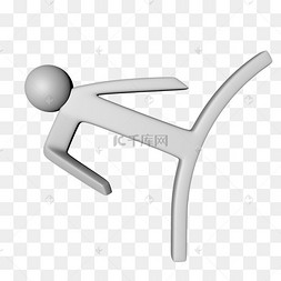 c4d踢脚的小人插画