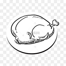 手绘黑白大盘鸡烤鸡