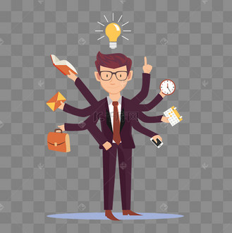 三头六臂的商务男人