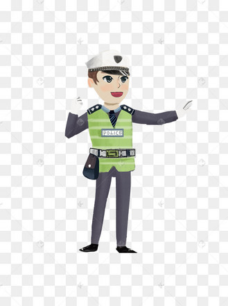 手绘卡通交通警察指挥交通元素