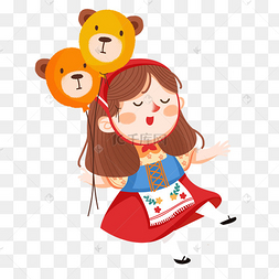 卡通女孩拿着动漫气球下载 png下载psd卡通可爱动物扭蛋下载 png下载