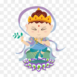 敦煌壁画飞天佛像卡通手绘插画